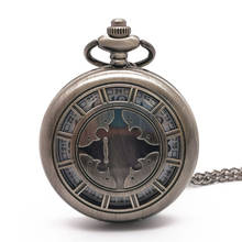 Steampunk hollow case gray hollow quartz pocket watch men's pocket watch chain pendant necklace men's ladies gift clock 2024 - buy cheap