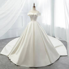 Wedding Dress 2021 Gryffon Luxury Satin Elegant Boat Neck Wedding Gown With Train Ball Gown Princess Vestido De Noiva Custom 2024 - buy cheap