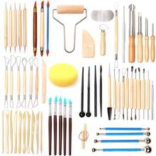 61PCS Ceramic Clay Tools Set Polymer Clay Tools Pottery Tools Set Wooden Pottery Sculpting Clay Cleaning Tool Set 2024 - buy cheap