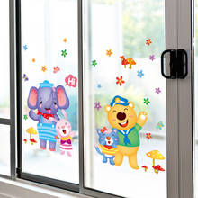 [Shijuekongjian] Мультяшные Животные наклейки на стену DIY слон медведь наклейки на стену для детской комнаты дверь для детской спальни украшение дома 2024 - купить недорого