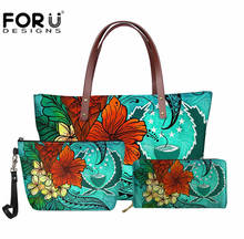 Pohnpei estado impressão neoprene tote bolsa conjuntos para mulheres bolsas de trabalho flores tropicais bolsa ombro alça superior totes 3pcs sac 2024 - compre barato