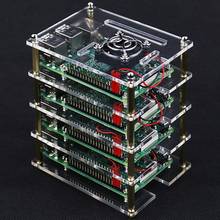 For Raspberry Pi 4 Layers Acrylic Case Holder Box + Cooling Fan with Metal Cover for Raspberry Pi 4 /3 Model B+/3B 2024 - buy cheap