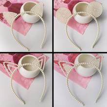 1PC Unique Hair Accessories Cute Kawaii Rabbit Cat Ears Pattern  Pearl Headband Gifts Valentines Gift Pearls Cat Ears Hair Band 2024 - buy cheap