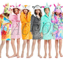 New Winter Boys Girls Bath Robe Children's Unicorn Hooded Flannel Pajamas Lengthen Bathrobes for Girls Boys Cartoon Pajamas Robe 2024 - buy cheap