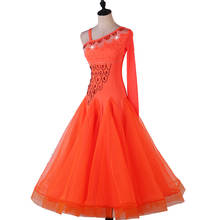 Ballroom Dance Dresses Long Sleeve foxtrot   Women Stage Waltz Ballroom Dress orange MQ211 2024 - buy cheap