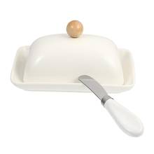 Керамическая тарелка для масла, лоток для сервировки сыра, контейнер, лоток для хранения с крышкой, кухонная посуда 2024 - купить недорого