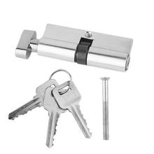 Trava de cilindro de porta de alumínio, de alta qualidade, 70mm, segurança de casa, anti-encaixe, bloqueio de porta com 3 chaves, conjunto de ferramentas de tom de prata 2024 - compre barato