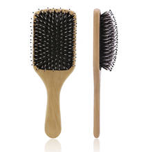 Escova de cerdas de javali couro cabeludo massagem pente escova de cuidados com o cabelo de bambu uso alça de madeira para melhorar a textura do cabelo ferramentas de cabeleireiro pente 2024 - compre barato