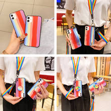Fashion Rainbow Holder Stand lanyard Wrist Strap Soft phone case For Vivo Y11 Y12 Y15 Y17 Y50 Y71 Y97 Y9S V11 V15 S1 Pro Cover 2024 - buy cheap