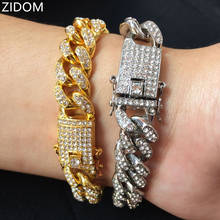 Мужской браслет в стиле хип-хоп Iced Out Bling CZ, модный браслет длиной 18,5-20 см, кубинские браслеты, хип-хоп ювелирные изделия, подарки, 2019 2024 - купить недорого