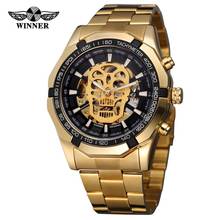 WINNER Top Brand Luxury Watch Gold Stainless Steel Waterproof Mens Skeleton Watches  Transparent Mechanical Male Wristwatch 2024 - buy cheap
