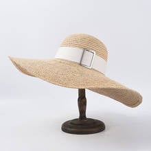 2020 New Fashion Women's Crocheted Packable Raffia Hat Elegant Ribbon Band Wide Brim Summer Hat Floppy Travel Sun Hat Derby Hat 2024 - buy cheap