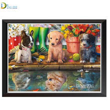 Pintura de diamante animal 5d faça você mesmo cachorro lobo quadrado completo bordado de diamante mosaico de ponto de cruz artesanal para decoração de casa presente 2024 - compre barato