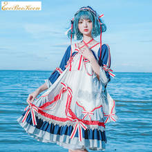 Adult Spring/Summer Chinese Hanfu Navy Cosplay Dress Bow Cross Sling Anime Japanese Sweet Lolita Dress Blue Dress For Women 2024 - buy cheap