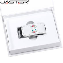 Jaster pendrive personalizado, logotipo para presente, pen drive 2.0 de couro, usb + caixa branca (mais de 10 peças de logotipo gratuitamente), 32gb, 4gb, 8gb, 16gb 2024 - compre barato