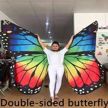 Danza del vientre para adultos, alas de mariposa de doble cara, rendimiento, caras de baile femeninas, alas coloridas, alas de arco iris de doble cara 2024 - compra barato
