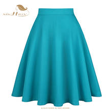 SISHION Y2K Cotton Solid Color Cyan Summer Skirt VD0020 Jupe Femme Women Clothing 50s 60s Retro Vintage Skirt 2024 - buy cheap