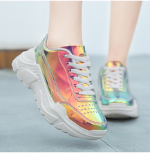 Women Laser Thick Sole Dad Shoes Fashion Multi Color Breathable Woman Chunky Sneakers Comfortable Ladies Platform Shoes 2024 - buy cheap