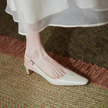 Osunlina senhora sandálias branco genuíno couro de vaca saltos quadrados toe calçado artesanal elegante escritório sapatos trabalho mulher 2021 verão 2024 - compre barato