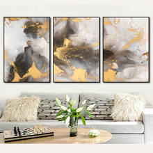 Pintura en lienzo de paisaje abstracto dorado, decoración nórdica moderna de lujo, sala de estar póster para, dormitorio, Mural de pared, imagen 2024 - compra barato