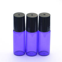 Amostra azul quente 5ml, garrafa de vidro de rolo, perfume vazio, óleo essencial com tampa de plástico preto, 20 peças 2024 - compre barato