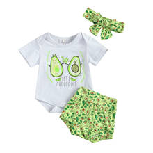 Conjuntos de ropa para bebés, niñas y niños, Pelele de manga corta con estampado de aguacate, pantalones cortos, diadema de 0 a 18M, novedad 2024 - compra barato