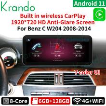 Автомобильный радиоприемник Krando Android 11,0 10,25 6G 128G для Mercedes BENZ C W204 C180 C200 C220 2008-2014 NTG 4,0 4,5 Carplay 2024 - купить недорого