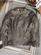 AYUNSUE 100% Genuine Leather Jacket Men Vintage Real Cowhide Coat Short Biker Jacket for Men Spring Autumn 2021 Chaquetas Hombre 2024 - buy cheap