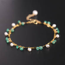 DMBS436 Gypsophila Emerald Bracelet Women's Genuine Gemstones Natural Yellow 14k Gold Injection Freshwater Pearl Jewelry 2024 - buy cheap