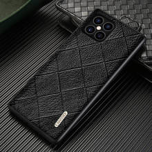 Genuine Leather Rhombus Grain Cell Phone Cases For iPhone 13 Pro Max 12 Mini 12 11 Pro Max X XS Max XR 6s 7 8 Plus SE 2020 Cover 2024 - buy cheap