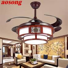 Aosong-ventilador de teto com lâmpada led contemporânea, controle remoto, sem lâmina, para casa, sala de jantar 2024 - compre barato