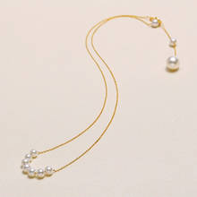 ZHIXI-collar de perlas Akoya reales para mujer, joyería de oro de 18K, colgante de borla de perlas de agua de mar, cadena AU750 pura para mujer, boda X504 2024 - compra barato