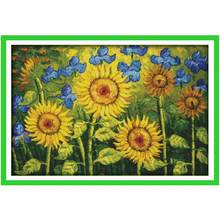 Sunflowers garden scenery counted  11CT 14CT DIY kits Chinese wholesale Cross Stitch embroidery needlework Sets home decor 2024 - buy cheap