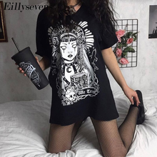 2020 Summer Women Street Dress Gothic Style Punk Black Retro Dresses Girl Pattern Print Vintage Short Sleeve  Dress Vestidos 2024 - buy cheap