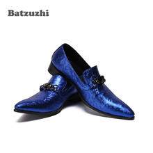 Batzuzhi Pointed Toe Leather Dress Shoes Men Luxury Handmade Shoes Men Blue Party & Wedding Men Shoes Zapatos Hombre, US6-US12 2024 - buy cheap