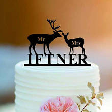 Personalized Deer Mr&Mrs  Wedding  cake topper,glitter wedding cake topper,Rustic Cake Topper,Last name wedding cake topper 2024 - buy cheap