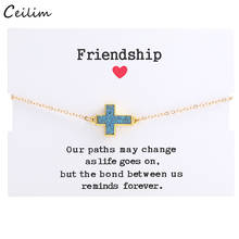 Fashion Gold Color Link Chain Cross Bracelet for Women Girls Minimalist Resin Druzy Charm Cuff Bracelets Friendship Jewelry 2024 - buy cheap