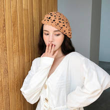 Knitted Hat Women Retro Art Lace Flower Hollow Toe Cap Women Fashion Beret Melon Leather Cap 2024 - buy cheap