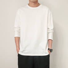 Camisetas de manga larga para hombre, ropa informal de gran tamaño, Hip Hop coreano, Color sólido, blanco 2024 - compra barato