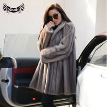 Luxury Mink Fur Coat Winter Women Real Mink Fur Jacket With Lapel Collar Full Pelt Natural Fur Coat Woman Fashion Outwear 2022 2024 - buy cheap
