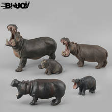 Figura de acción de hipopótamo de Animal salvaje para niños, modelo coleccionable de PVC sólido, figurita educativa, juguetes cognitivos, regalos 2024 - compra barato