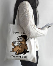 Women Cartoon Sloth Print Shopping Bag Tote Eco Handbag Tumblr Graphic Students College Style Simple Casual Shoulder Bags 2024 - buy cheap