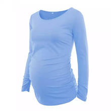 Camiseta de manga larga de maternidad para mujer, Tops de Color sólido para amamantar, ropa de maternidad para embarazo, camiseta para mamá 2024 - compra barato