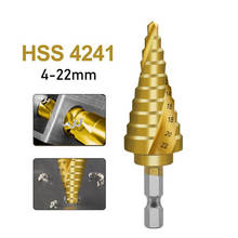 4-22mm Titanium Plated spiral groove HSS Step Drill Bits Woodworking Tools High Speed Steel Wood Hole Cutter Cone Drills 2024 - buy cheap