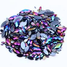 Rhinestones 7x15mm 30pcs Acrylic Flatback Marquise Earth Facets AB colors Acrylic Rhinestone Glue On Strass High Shine Beads 2024 - buy cheap