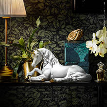 Estatua de unicornio blanco de resina nórdica, figuritas de animales, decoración moderna para el hogar, oficina, sala de estar, decoración de jardín 2024 - compra barato
