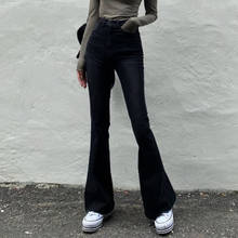 Streetwear Black Jeans For Girls Skinny Female Fashion Women's Flare Denim Pants High Waist Trouser Harajuku Capris Pockets 2024 - buy cheap