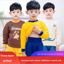 Детские пижамные комплекты с героями мультфильмов хлопковый костюм для сна для мальчиков теплые детские пижамы для девочек топы с длинными рукавами + штаны, 2 предмета, одежда для детей 2024 - купить недорого