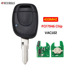 Llave de coche remota con 1 botón Fob, 433Mhz, ID46 PCF7946, Chip VAC102, hoja sin cortar, Twingo para Renault Clio II Master Kangoo Clio Symbol 2024 - compra barato