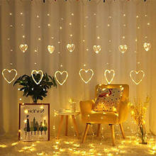 LED Fairy String Lights Heart Shaped Curtain Hanging Light Christmas Garland Outdoor for Party Home Wedding New Year Decor 2024 - buy cheap